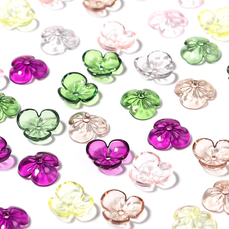 Flower Preservation Resin - ジュエリー作り用の透明な樹脂花びらビーズ,花のモチーフ,ゆるいビーズキャップ,ネックレスとブレスレット,20ピース/ロット