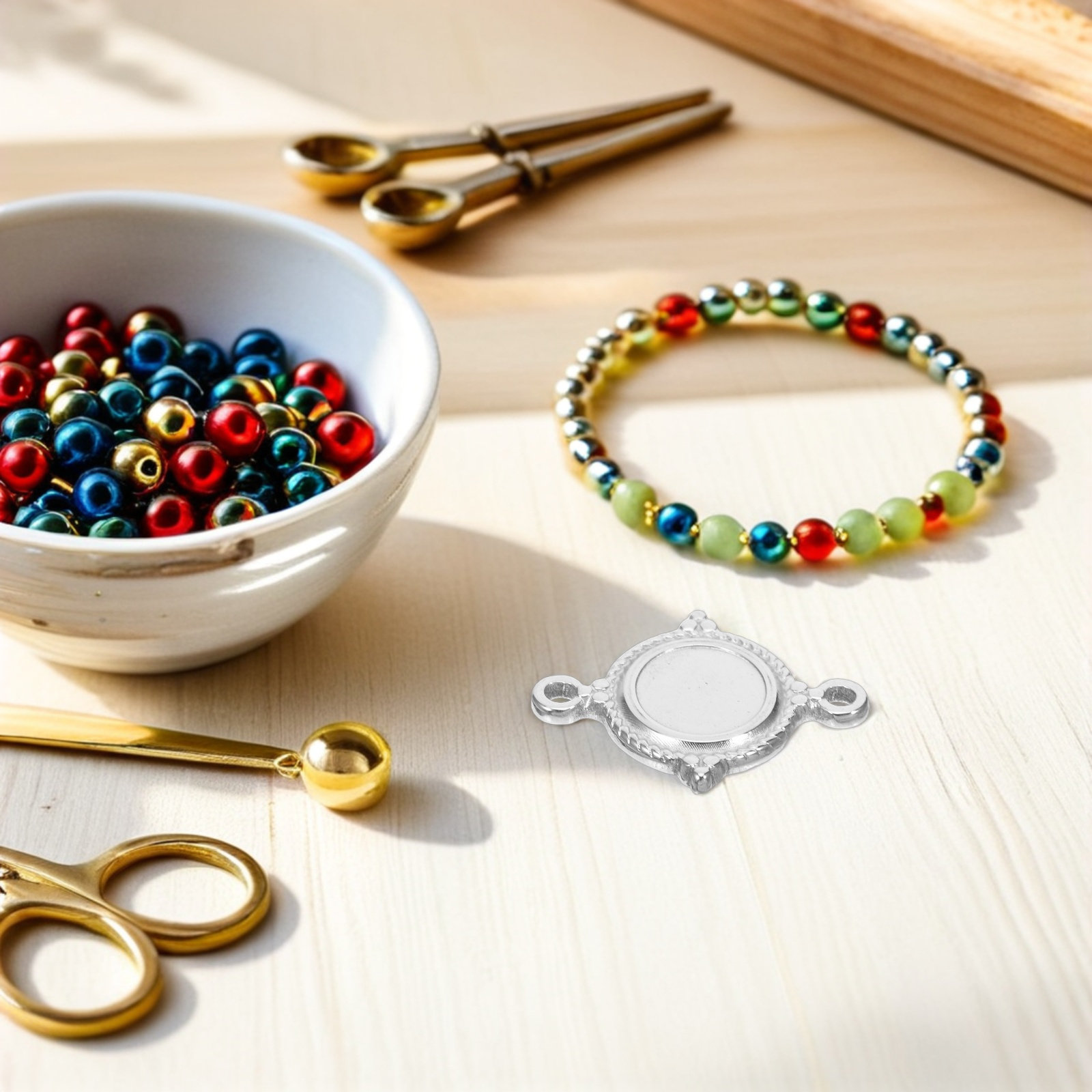 Bezels Set Pendant - 10個入り ステンレス製 丸型ベゼルペンダントトレイ、ダブルカボション用、写真チャーム、ネックレス、ブレスレット、ジュエリー用