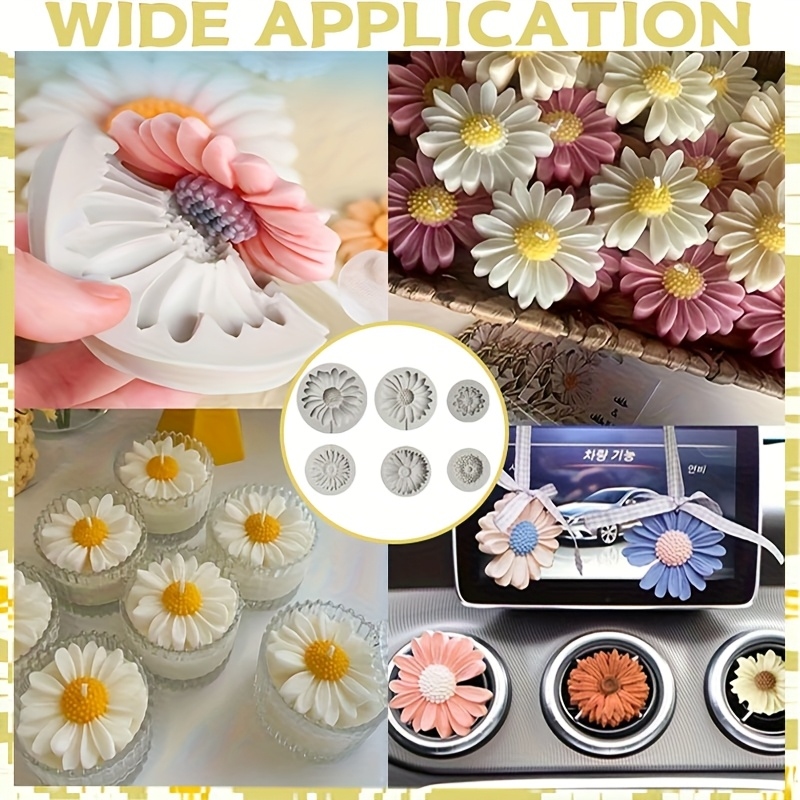 6個入り、ひまわりデイジーシリコンモールド、3Dフラワーデコ - Resin Craft Ideas のレビューと価格