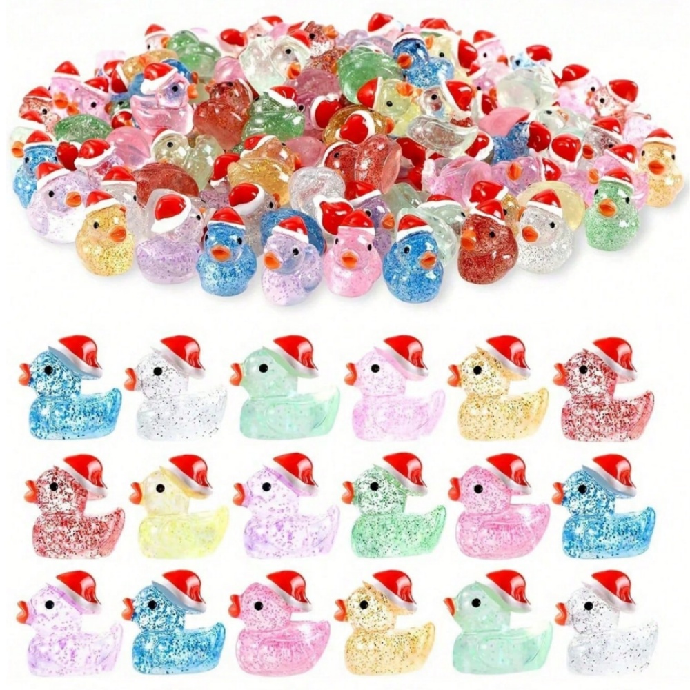クリスマスダックギフトセット50個入り、サンタ帽子付き、光沢 - Resin Glitter Pack のレビューと価格