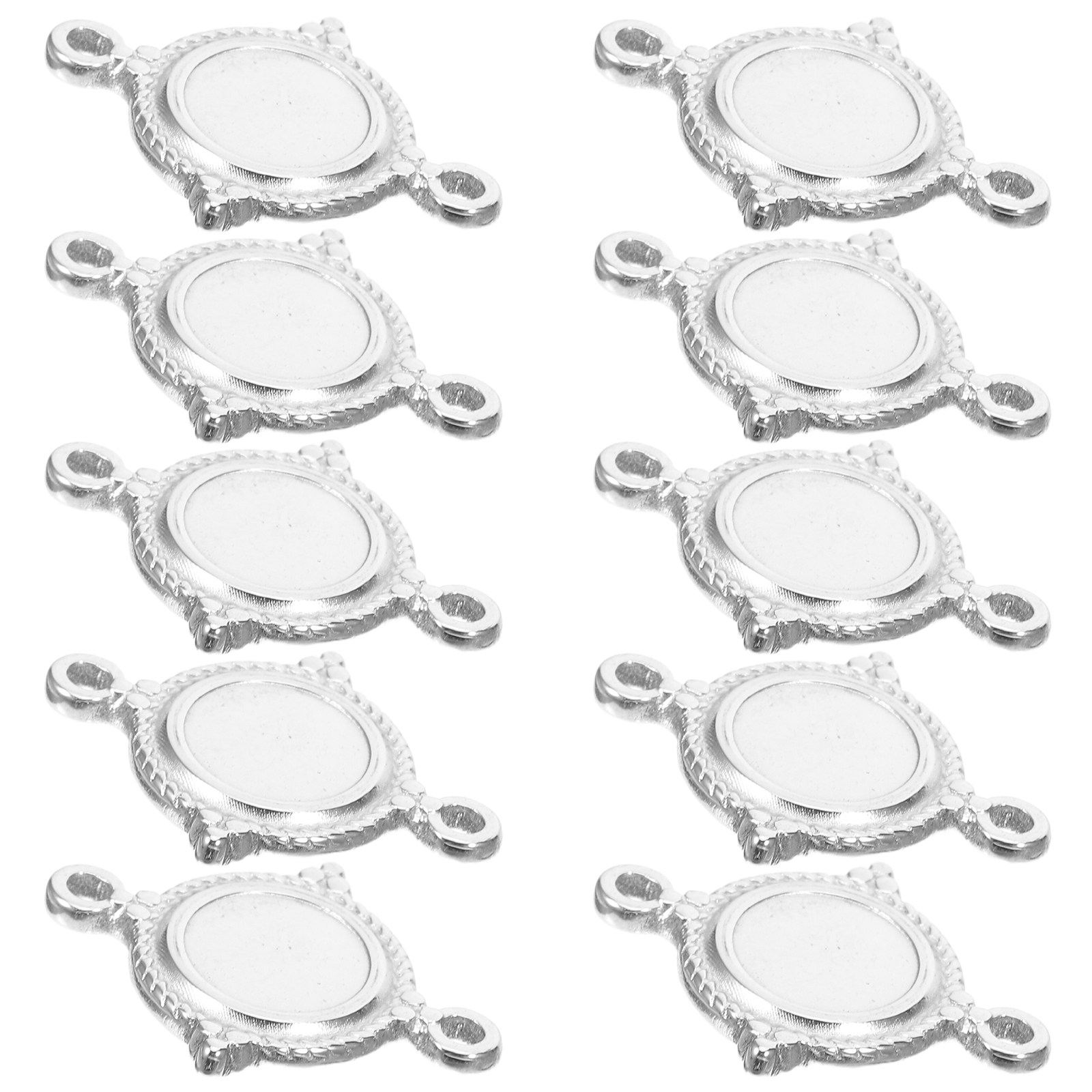 10個入り ステンレス製 丸型ベゼルペンダントトレイ、ダブル - Bezels Set Pendant のレビューと価格