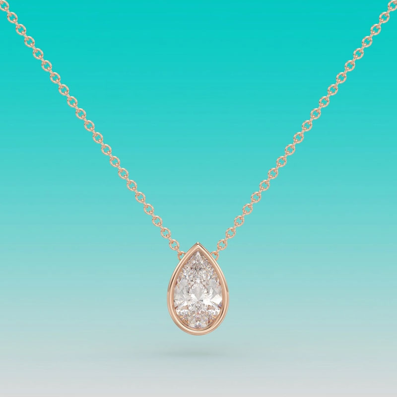 1‑4カラット ペアカット ベゼルセット モアサナイト ソリ - Bezels Set Pendant のレビューと価格