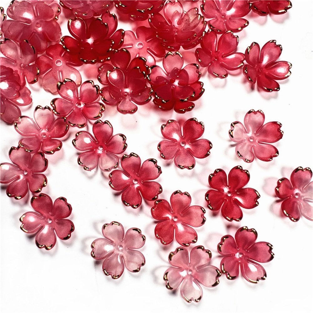50個/ロット 19mm アクリル製桜の花ビーズ 花びらチャ - Flower Preservation Resin のレビューと価格